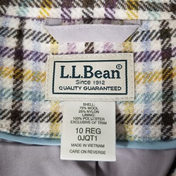 L.L. Bean Teal Lavender Brown Yellow Blue Wool Blend Vintage Blazer Jacket 10 - Picture 5 of 5